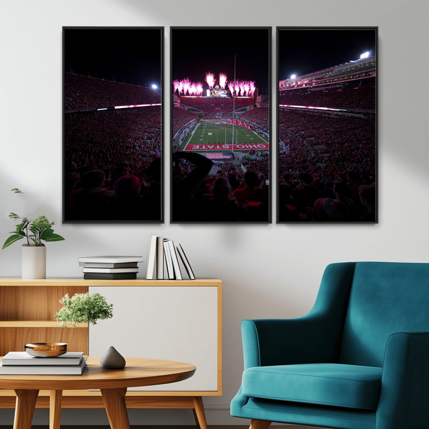 MGV-FC-48X32-3P - Ohio State University Buckeyes Football Team Print - Columbus Ohio Stadium Wall Art Canvas Print