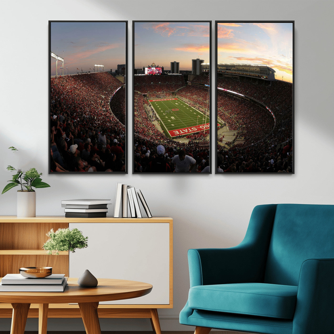 MGV-FC-48X32-3P - Ohio State University Buckeyes Football Team Print - Columbus Ohio Stadium Wall Art Canvas Print