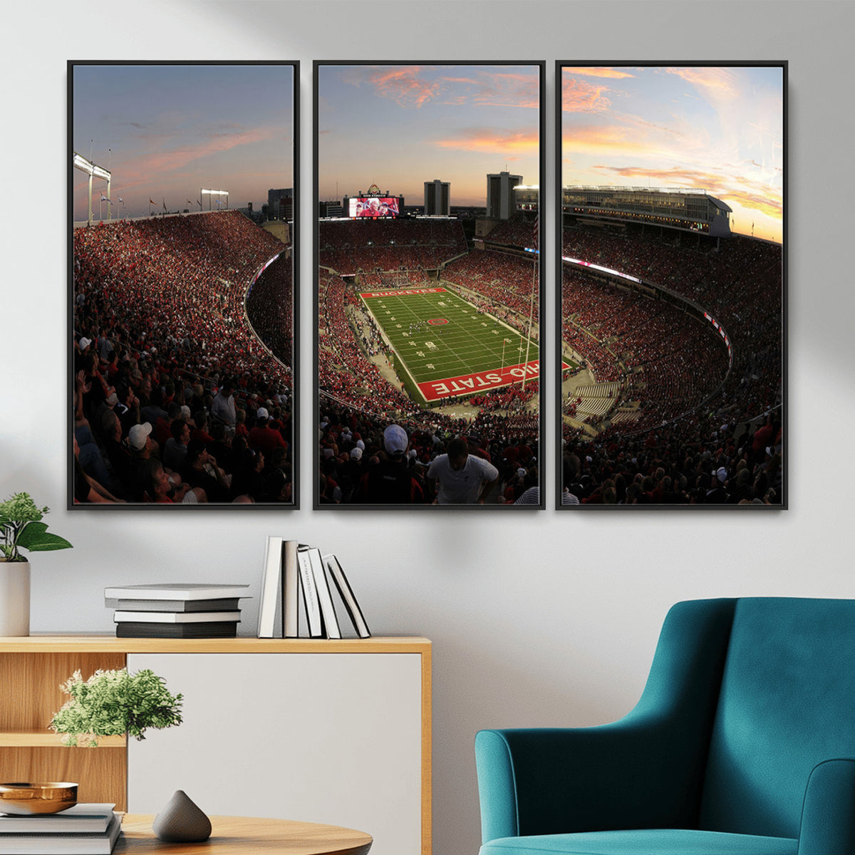 28825-PAN-FL-20X10 - Ohio State University Buckeyes Football Team Print - Columbus Ohio Stadium Wall Art Canvas Print