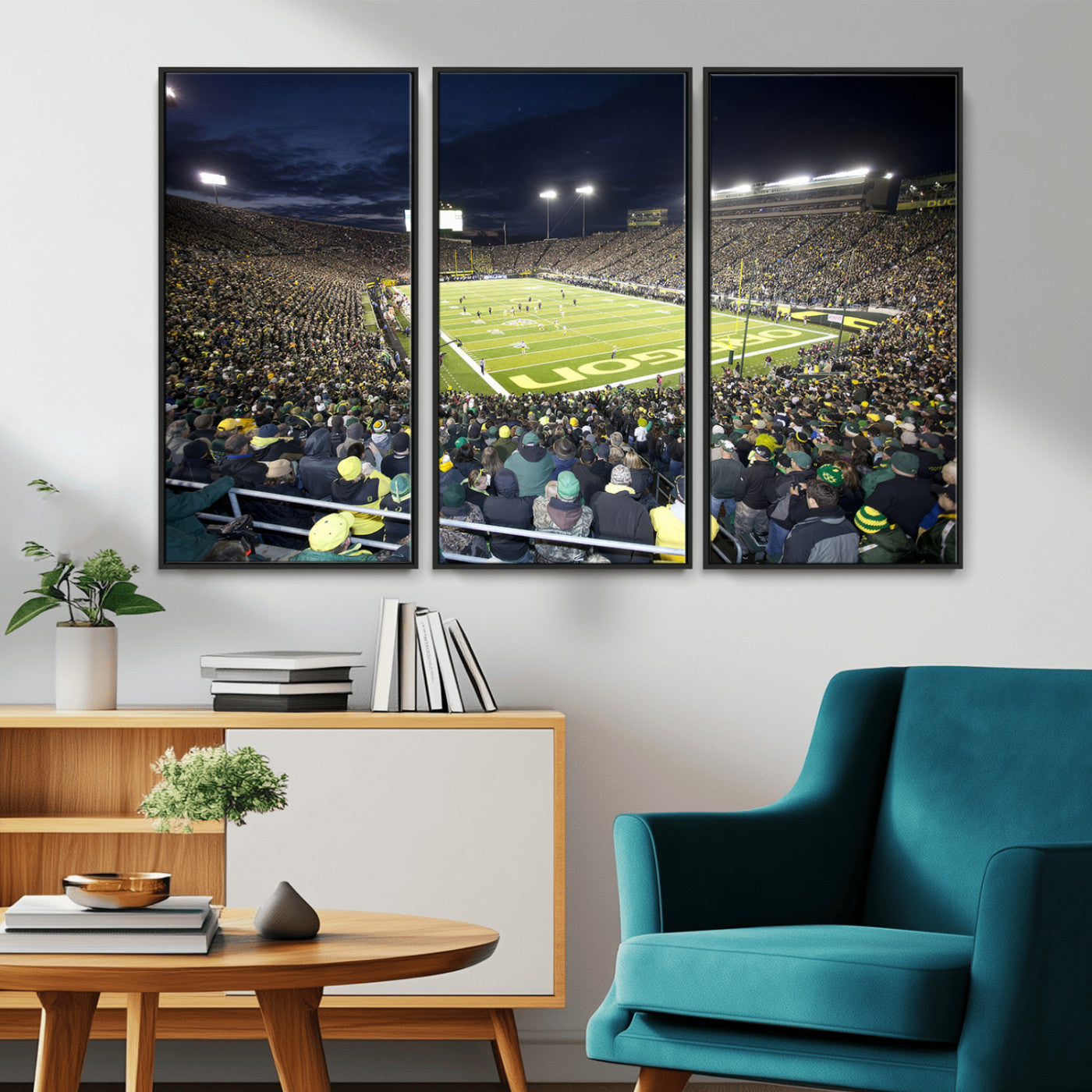 MGV-FC-48X32-3P - University of Oregon Ducks Football Team Print - Eugene Autzen Stadium Wall Art Canvas Print