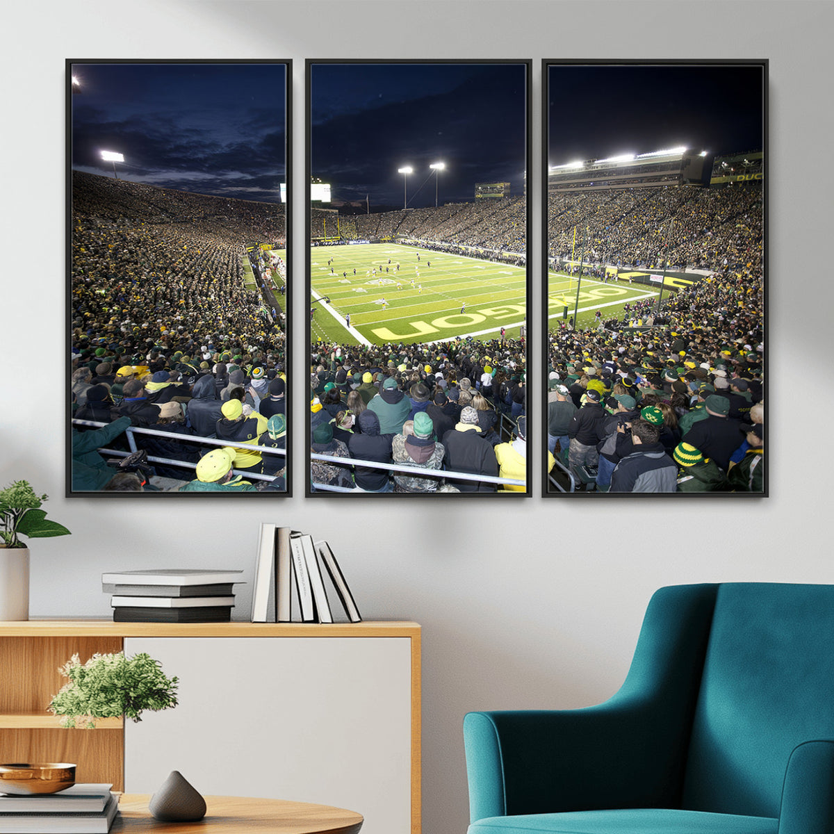 48756-PAN-FL-20X10 - University of Oregon Ducks Football Team Print - Eugene Autzen Stadium Wall Art Canvas Print