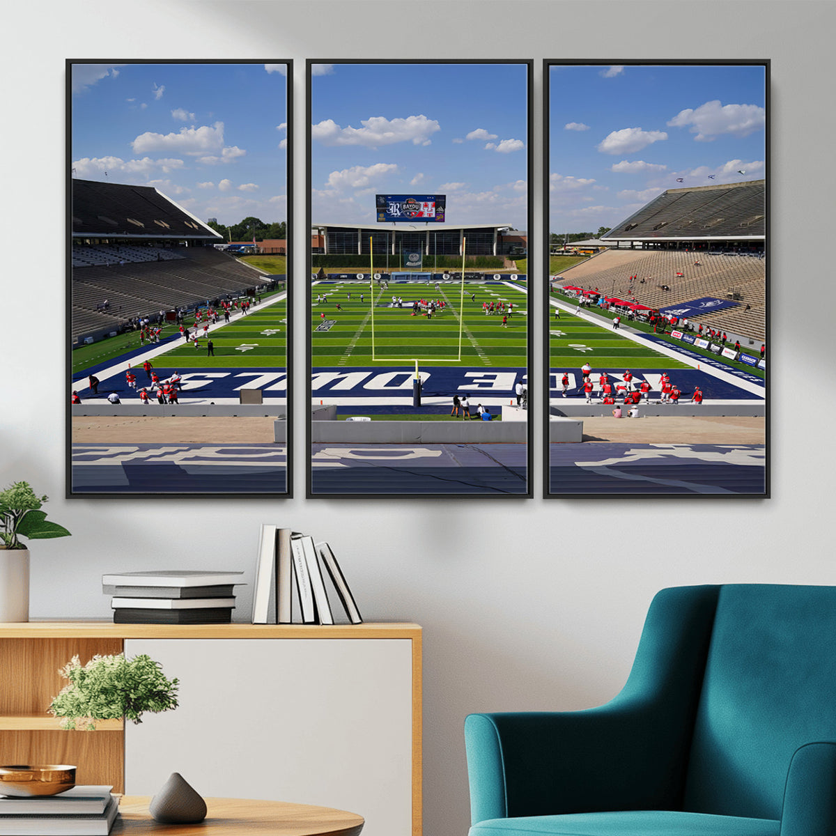 92248-MGV-CV-36X24 - Rice University Owls Football Team Print, Houston Rice Stadium