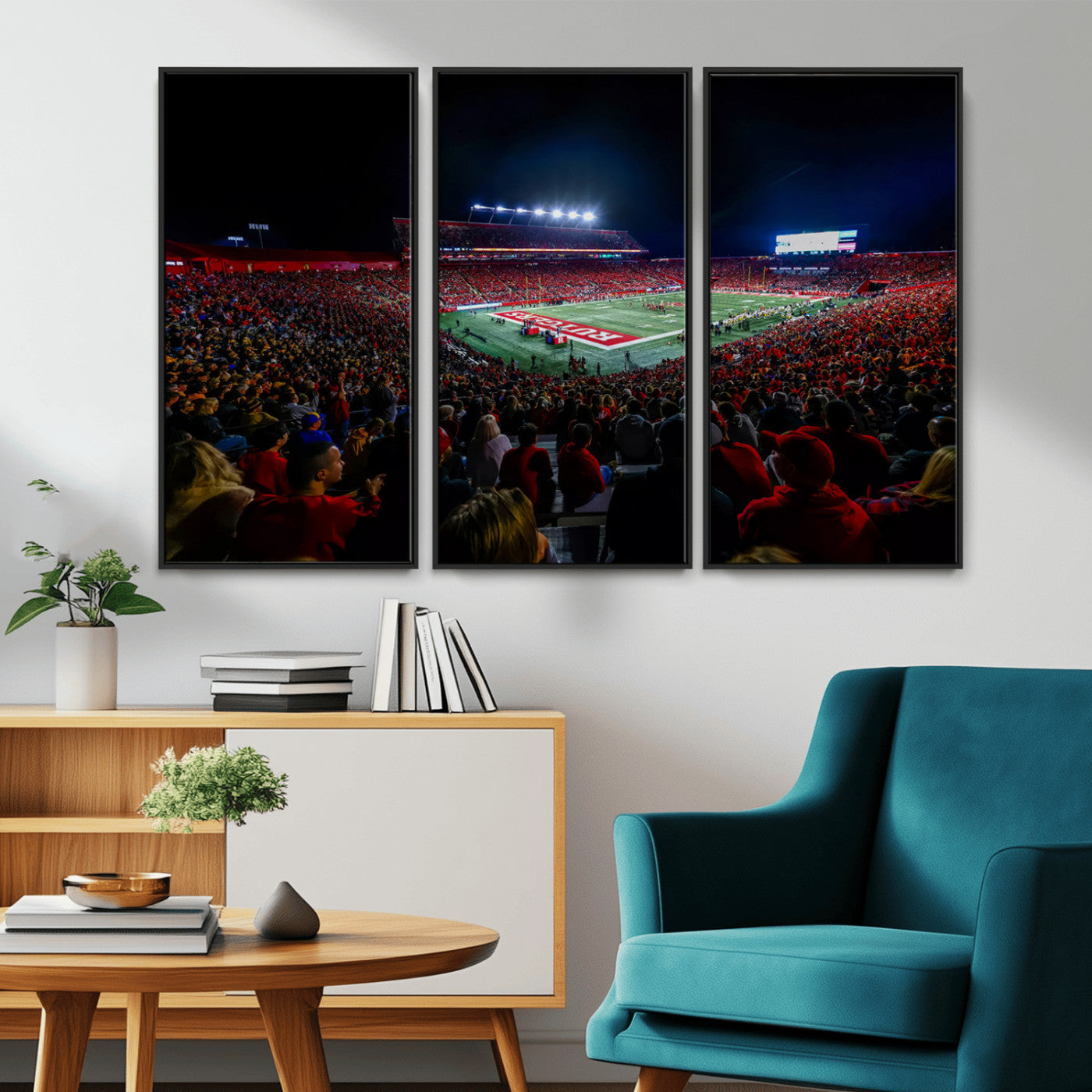 MGV-FC-48X32-3P - Rutgers Scarlet Knights Football Team Print - SHI Stadium, Piscataway Wall Art Canvas Print