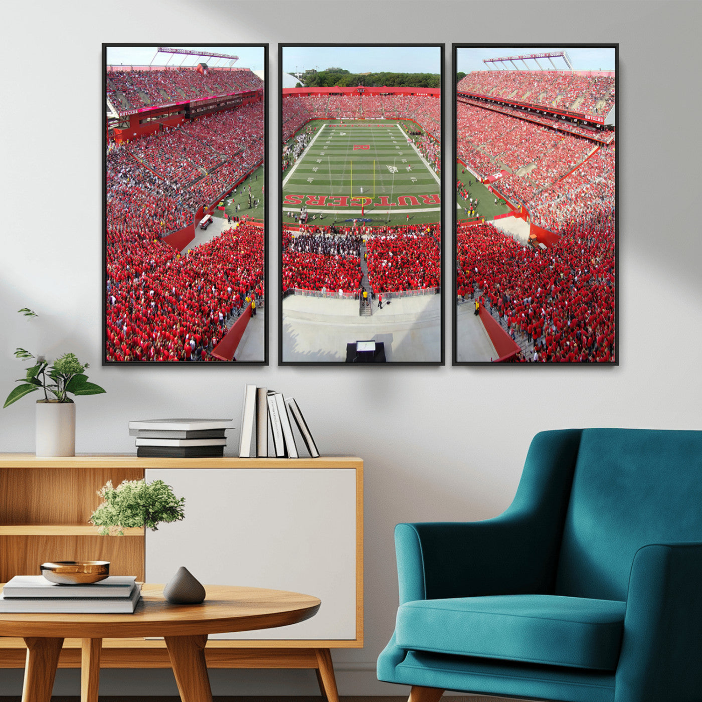 MGV-FC-48X32-3P - Rutgers Scarlet Knights Football Team Print - Piscataway SHI Stadium Wall Art Canvas Print