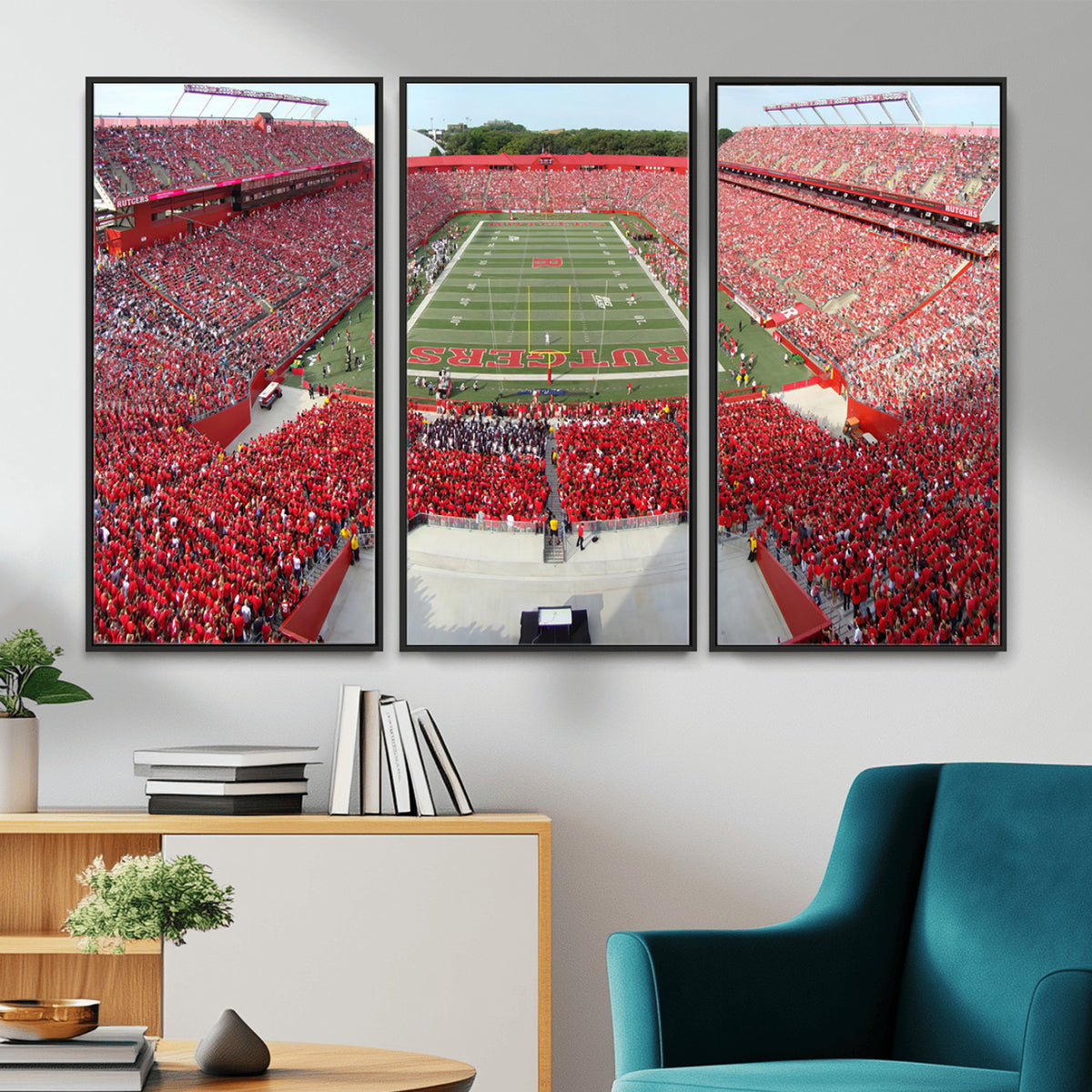 90818-PAN-FL-20X10 - Rutgers Scarlet Knights Football Team Print - Piscataway SHI Stadium Wall Art Canvas Print