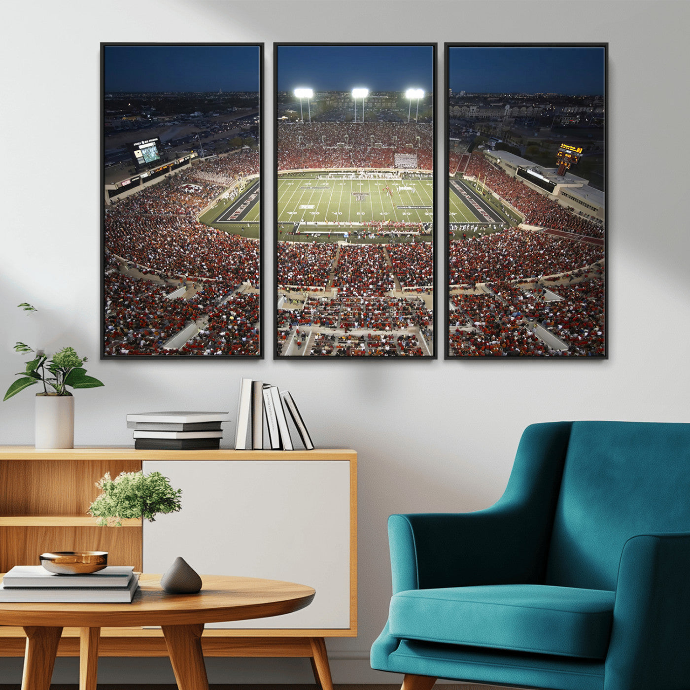 MGV-FC-48X32-3P - Texas Tech Red Raiders Football Team Print - Lubbock Jones AT&T Stadium Wall Art Canvas Print