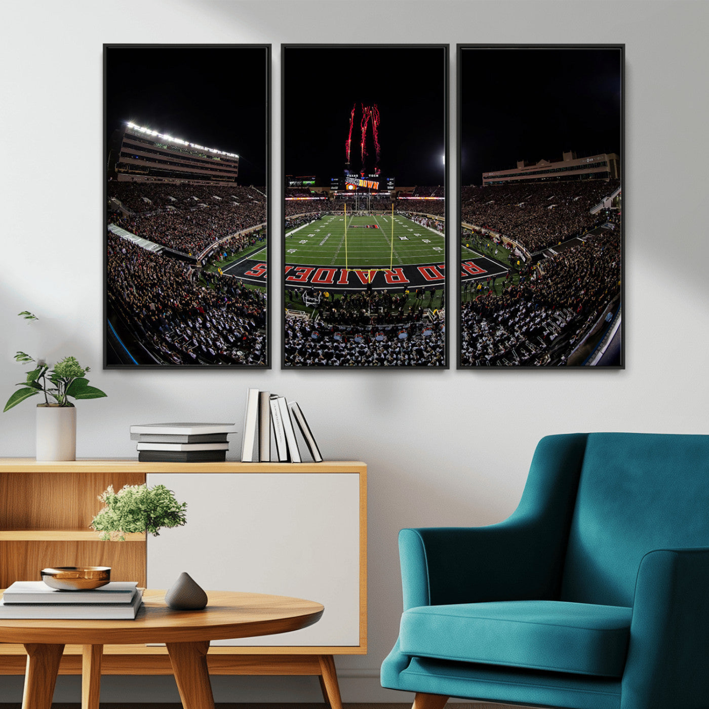 MGV-FC-48X32-3P - Framed Texas Tech Red Raiders Stadium Canvas, Texas Tech Red Raiders Football Team Print - Lubbock