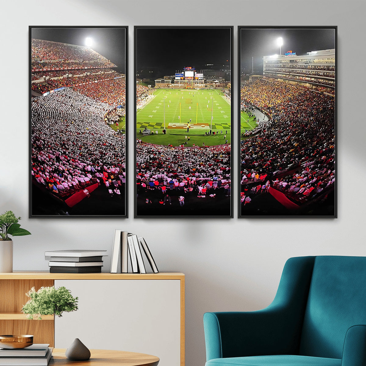 12091-PAN-FL-20X10 - University of Maryland Terrapins Football Team Print - College Park SECU Stadium Wall Art Canvas