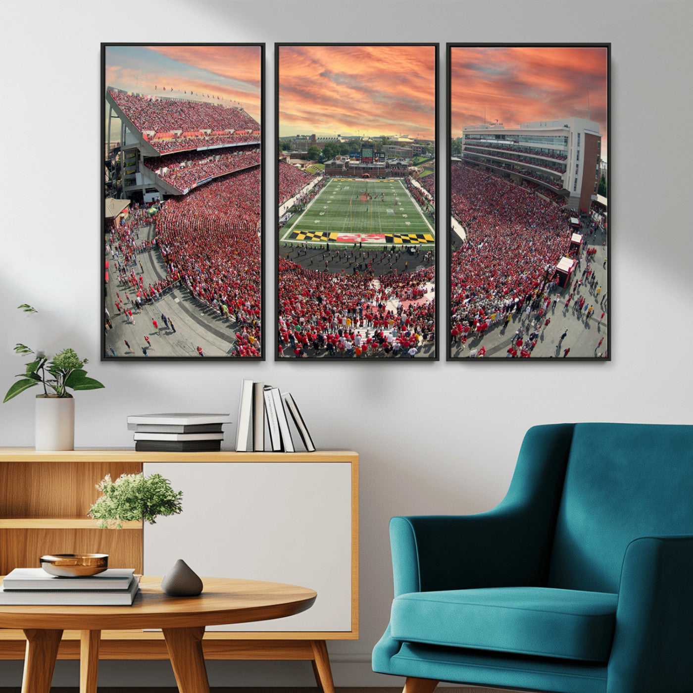 MGV-FC-48X32-3P - University of Maryland Terrapins Football Team Print - College Park SECU Stadium Wall Art Canvas