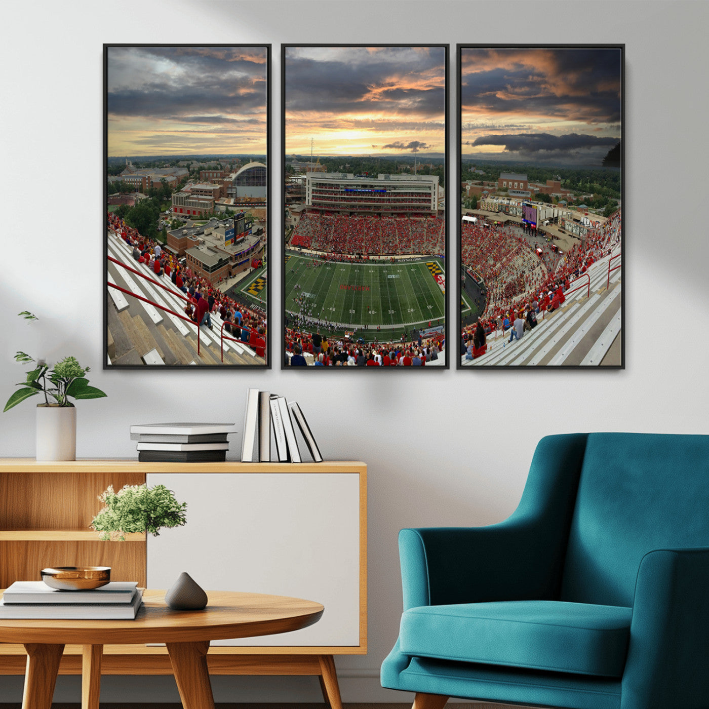 MGV-FC-48X32-3P - University of Maryland Terrapins Football Team Print - College Park SECU Stadium Wall Art Canvas