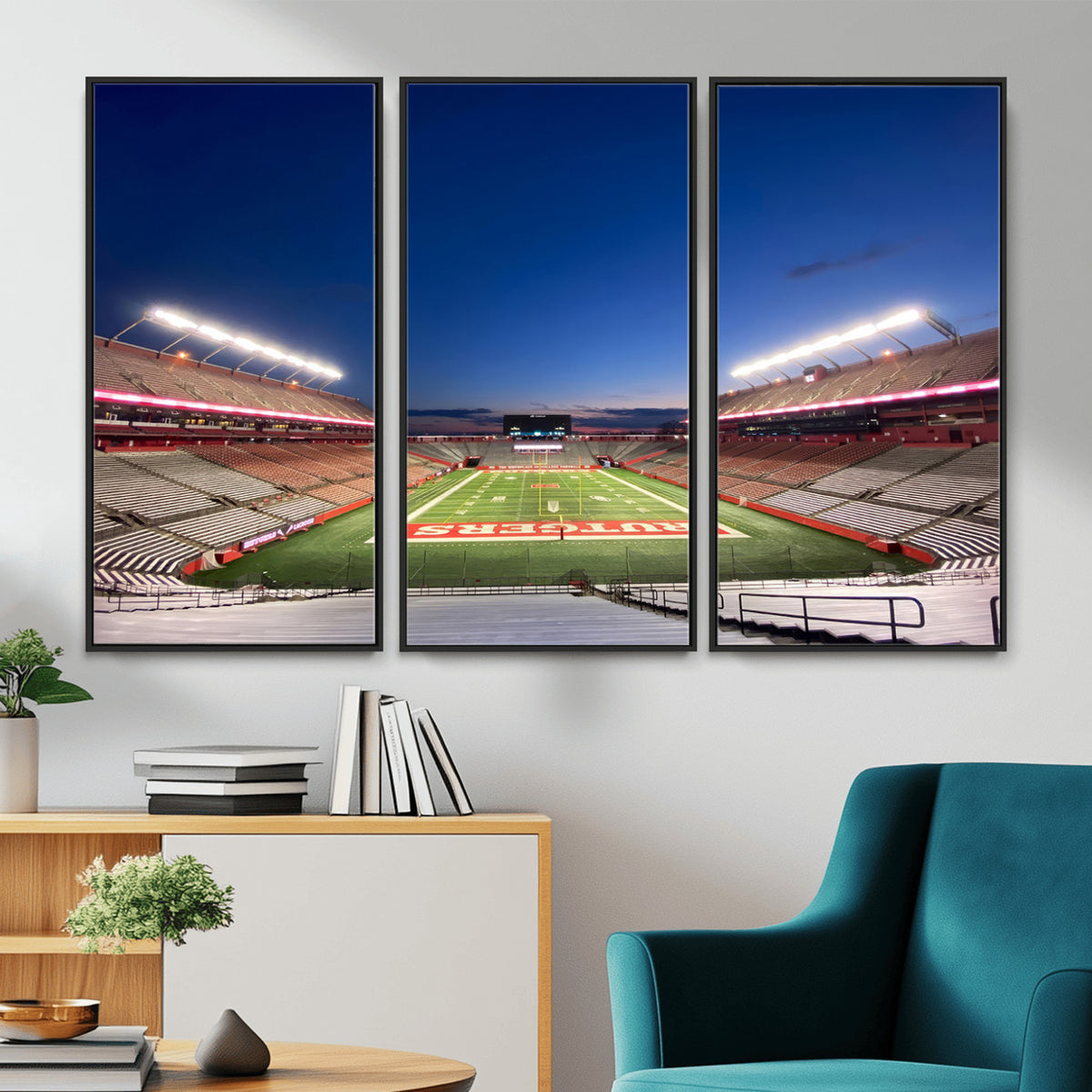 15051-MGV-CV-36X24 - Rutgers Scarlet Knights Football Team Print, Piscataway SHI Stadium