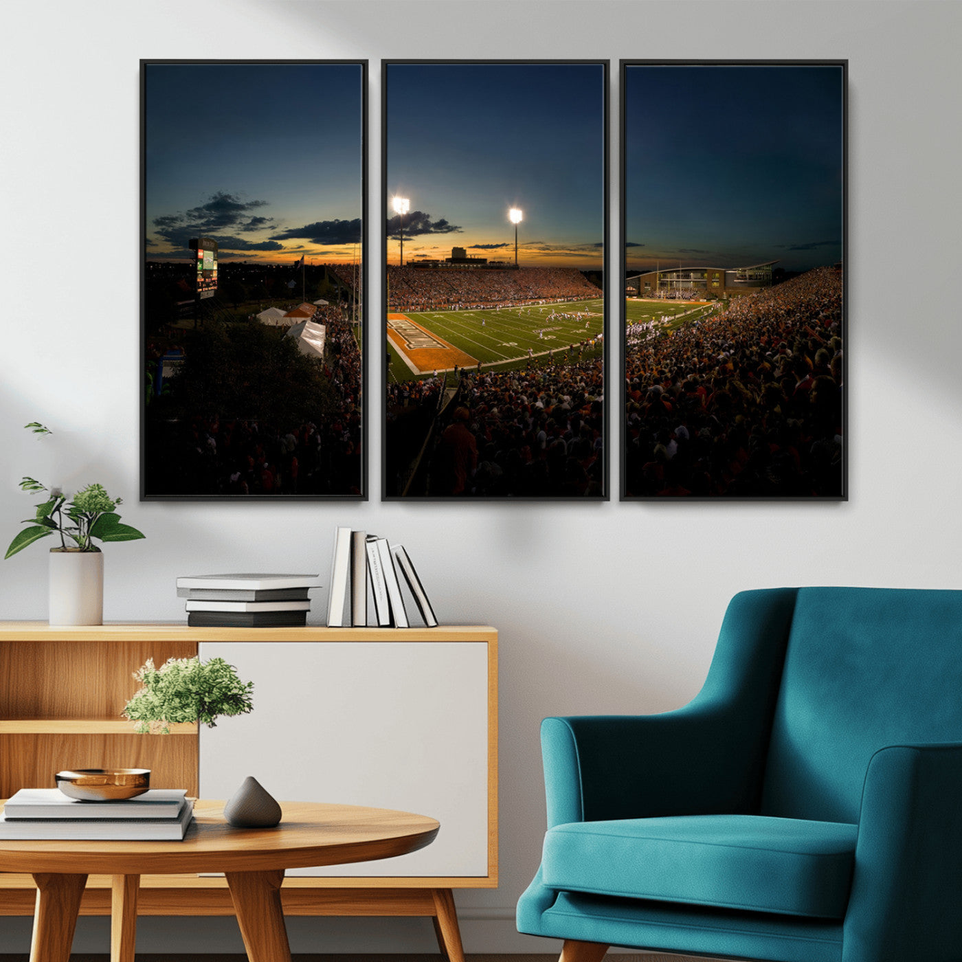 MGV-FC-48X32-3P - Ball State Cardinals Football Team Print - Muncie Scheumann Stadium Wall Art Canvas Print