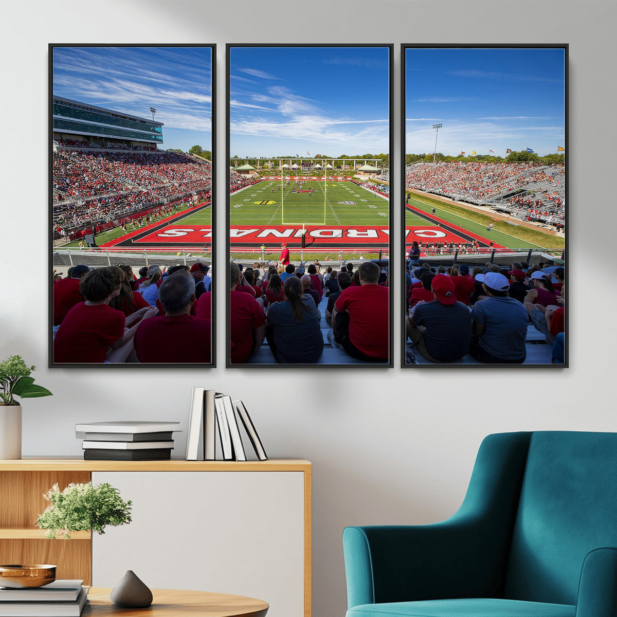 71475-PAN-FL-20X10 - Ball State Cardinals Football Team Print - Muncie Scheumann Stadium Wall Art Canvas Print