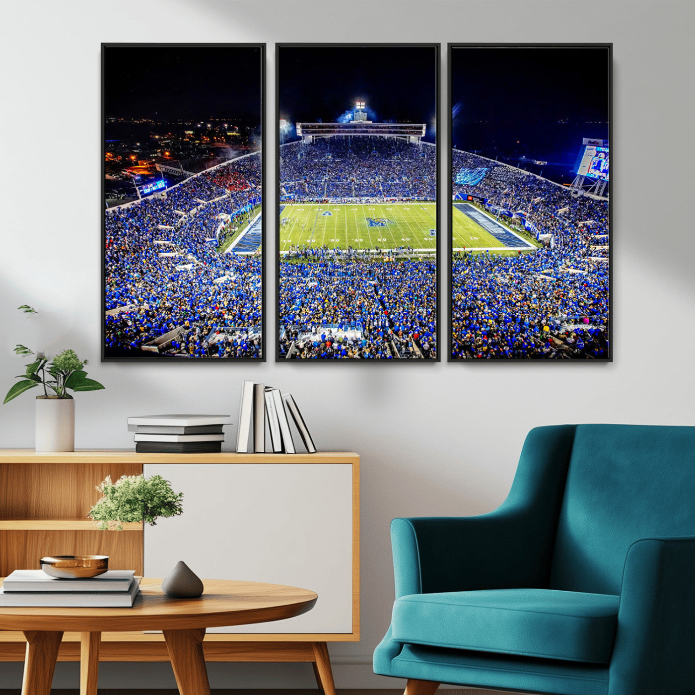 MGV-FC-48X32-3P - University of Memphis Tigers Football Team Print - Memphis Simmons Bank Liberty Stadium Wall Art