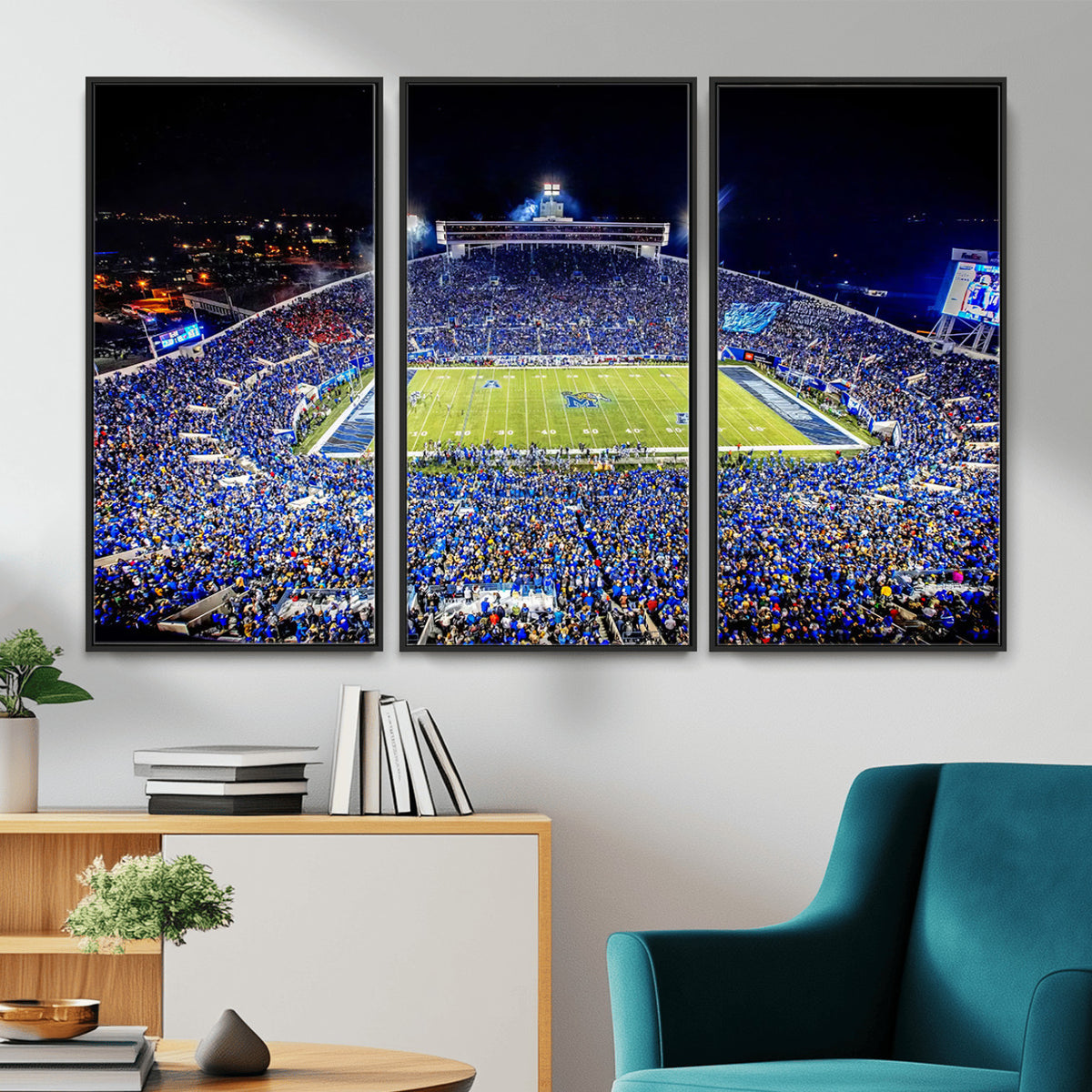 11665-PAN-FL-20X10 - University of Memphis Tigers Football Team Print - Memphis Simmons Bank Liberty Stadium Wall Art