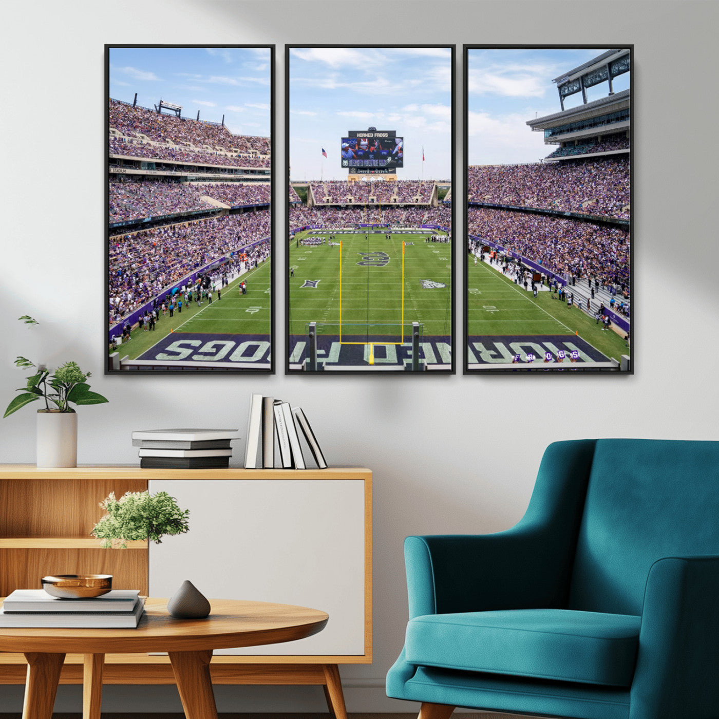 MGV-FC-48X32-3P - TCU Horned Frogs Football Team Print - Fort Worth Amon G. Carter Stadium Wall Art Canvas Print