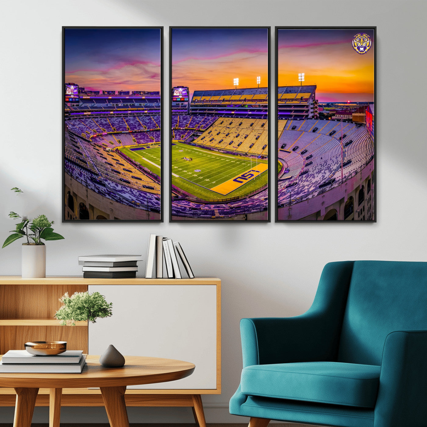 93538-MGV-CV-36X24-The Louisiana State University Tigers Football Team Print - Baton Rouge Tiger Stadium Wall Art