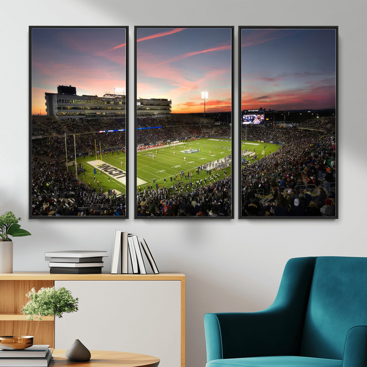 64416-MGV-CV-36X24 - The University of Connecticut UCONN Huskies Football Team Print, Framed and Ready to Hang