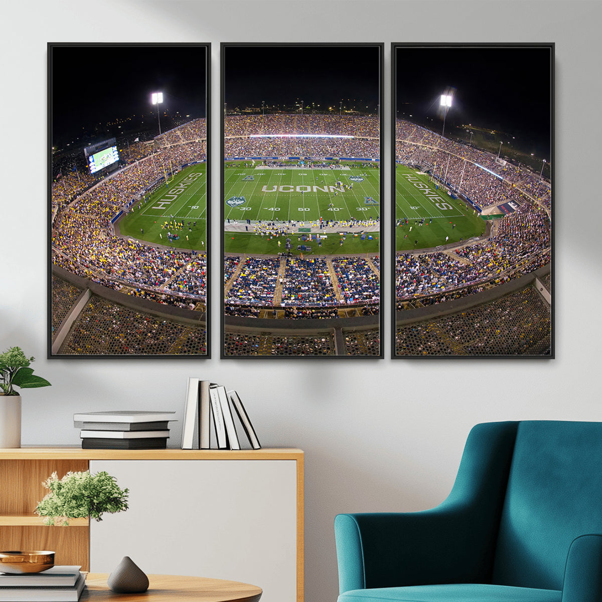 52855-MGV-CV-36X24 - The University of Connecticut UCONN Huskies Football Team Print, East Hartford