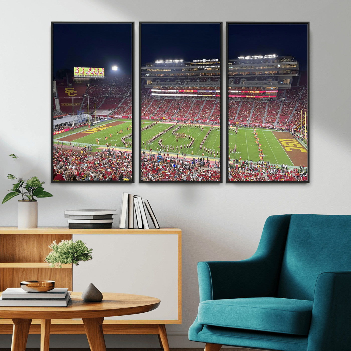 MGV-FC-48X32-3P - The University of Southern California USC Trojans Football Team Print - Los Angeles Memorial