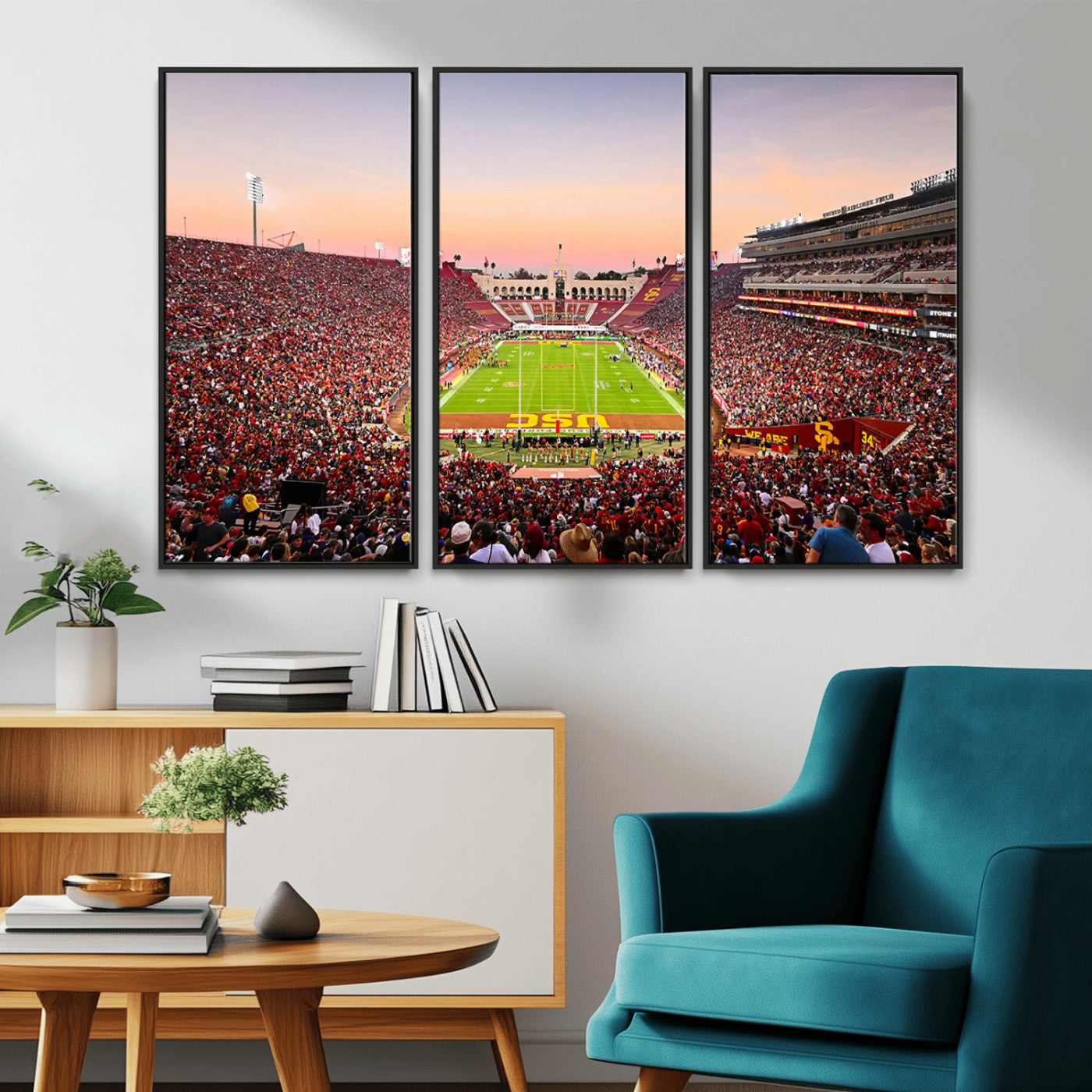 MGV-FC-48X32-3P - The University of Southern California USC Trojans Football Team Print - Los Angeles Memorial