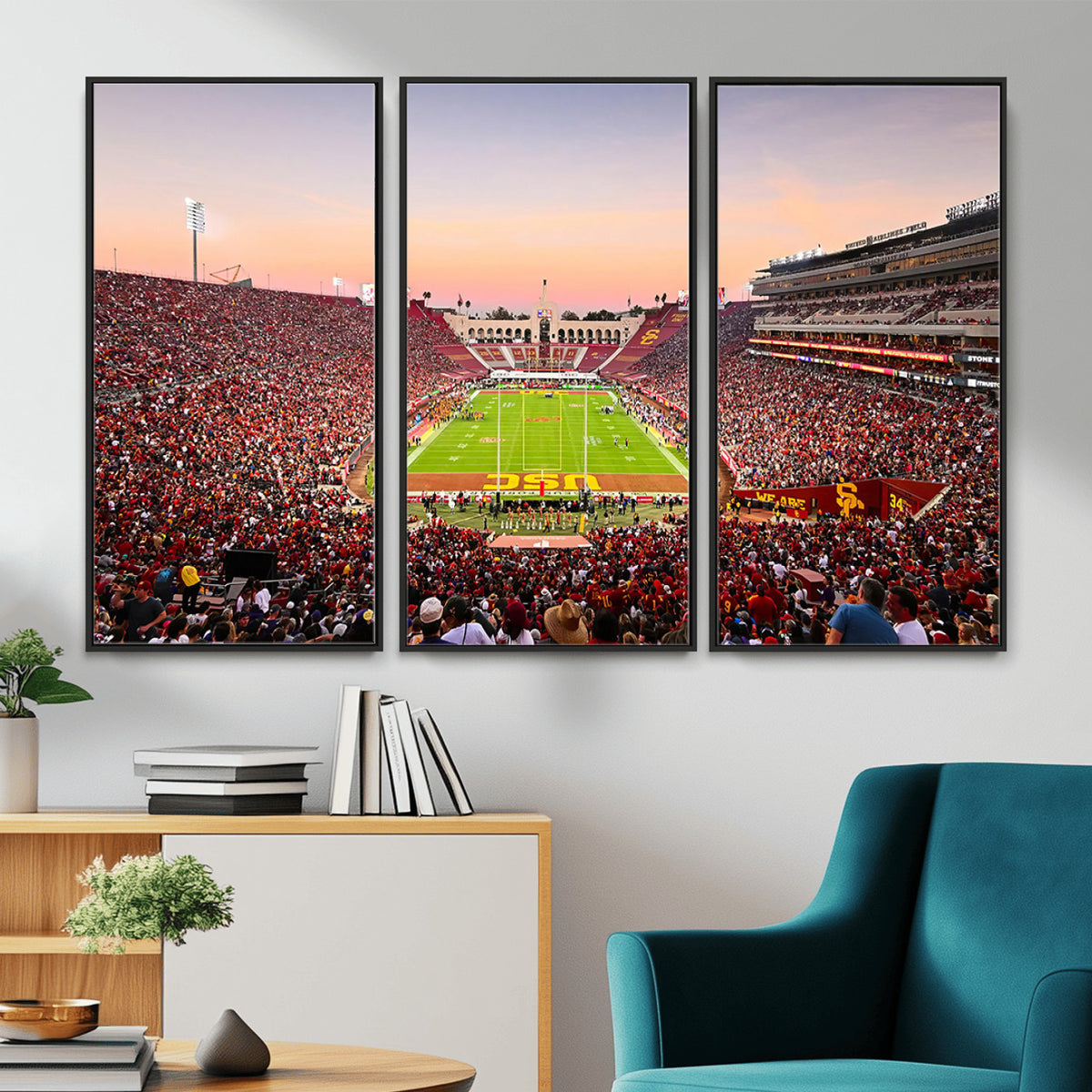 39904-MGV-CV-36X24 - The University of Southern California USC Trojans Football Team Print, Home Bar Wall Decor