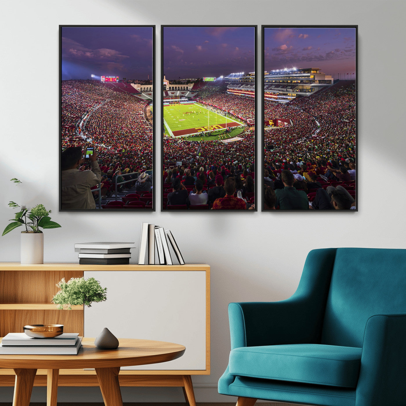 MGV-FC-48X32-3P - The University of Southern California USC Trojans Football Team Print - Los Angeles Memorial