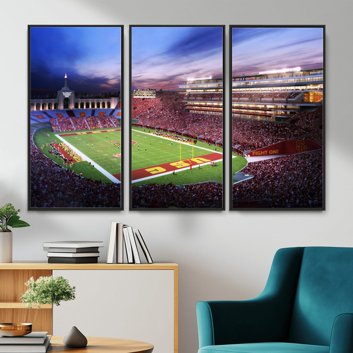 71879-MGV-CV-36X24 - The University of Southern California USC Trojans Football Team Print, Framed and Ready to Hang