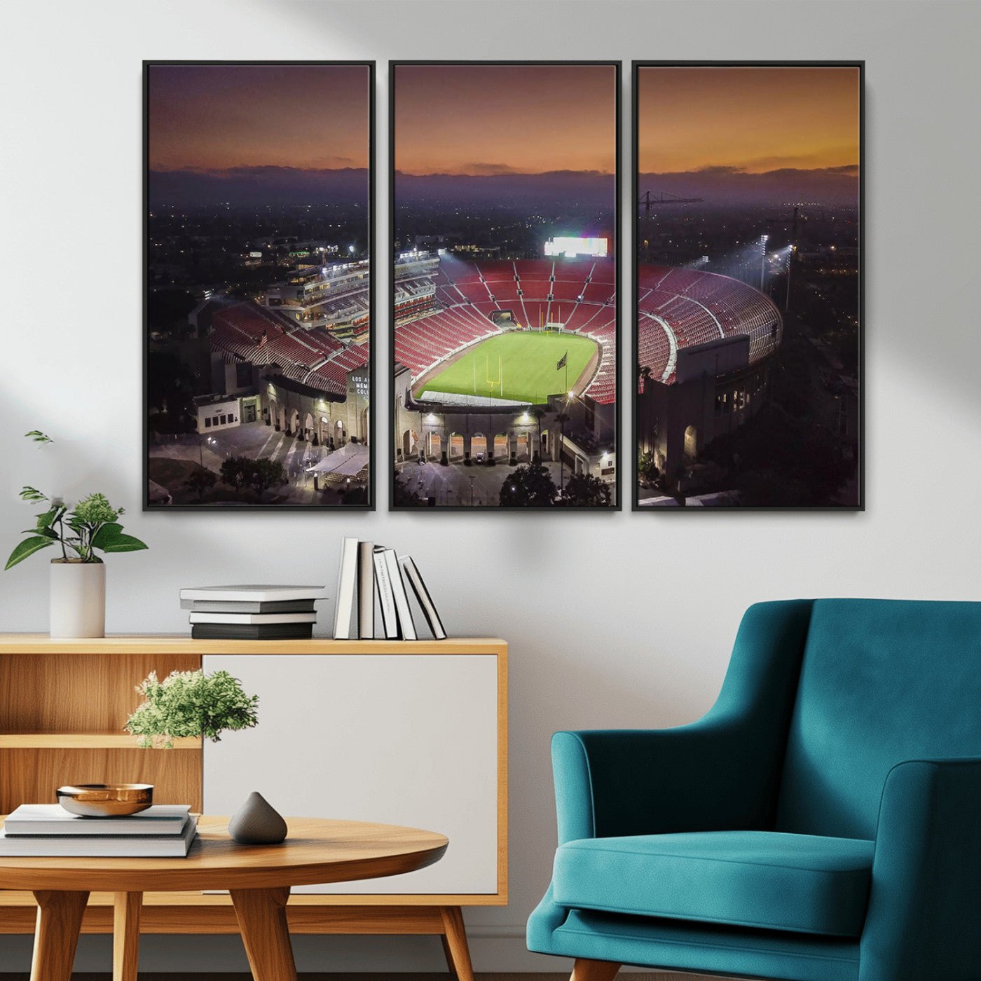 MGV-FC-48X32-3P - The University of Southern California USC Trojans Football Team Print - Los Angeles Memorial