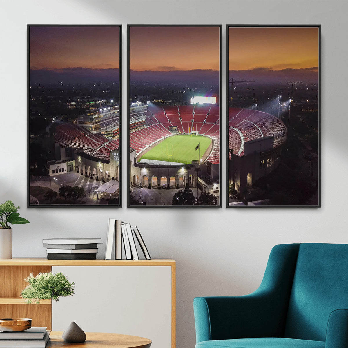 50666-MGV-CV-36X24 - The University of Southern California USC Trojans Football Team Print, Los Angeles Memorial Coliseum