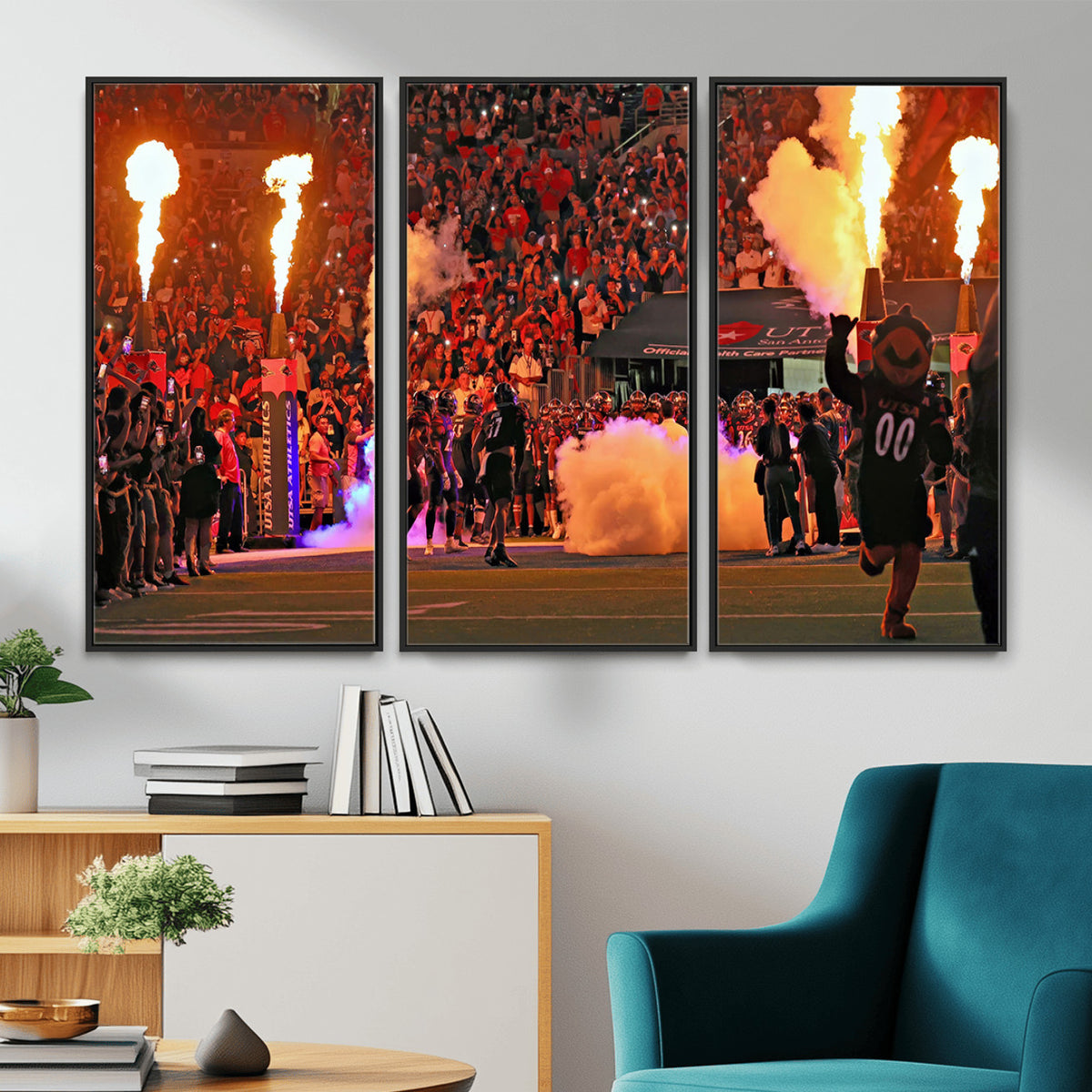 98664-MGV-CV-36X24 - The University of Texas at San Antonio Roadrunners Football Team Print, Extra Large Game Room Wall Decor
