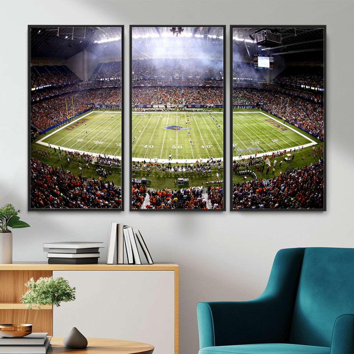 46972-MGV-CV-36X24 - The University of Texas at San Antonio Roadrunners Football Team Print, Framed and Ready to Hang