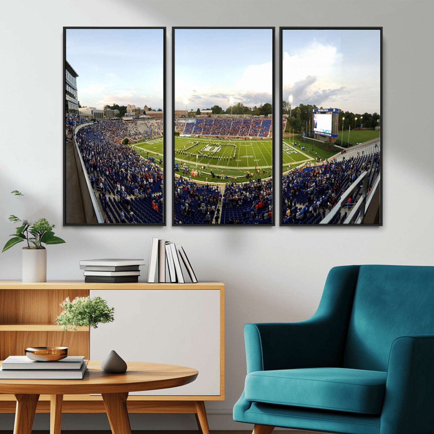 MGV-FC-48X32-3P - The Duke University Blue Devils Football Team Print - Durham Wallace Wade Stadium Wall Art Canvas