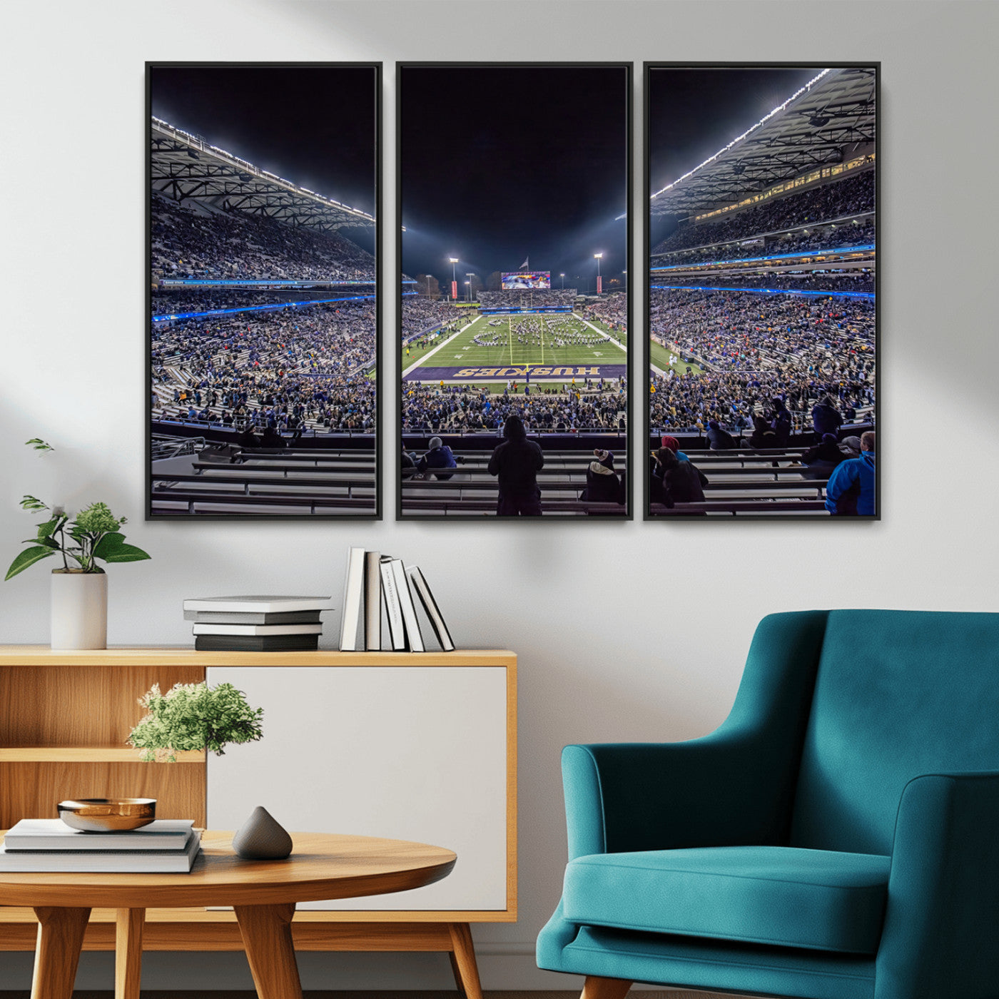 MGV-FC-48X32-3P - The University of Washington Huskies Football Team Print - Seattle Husky Stadium Wall Art Canvas