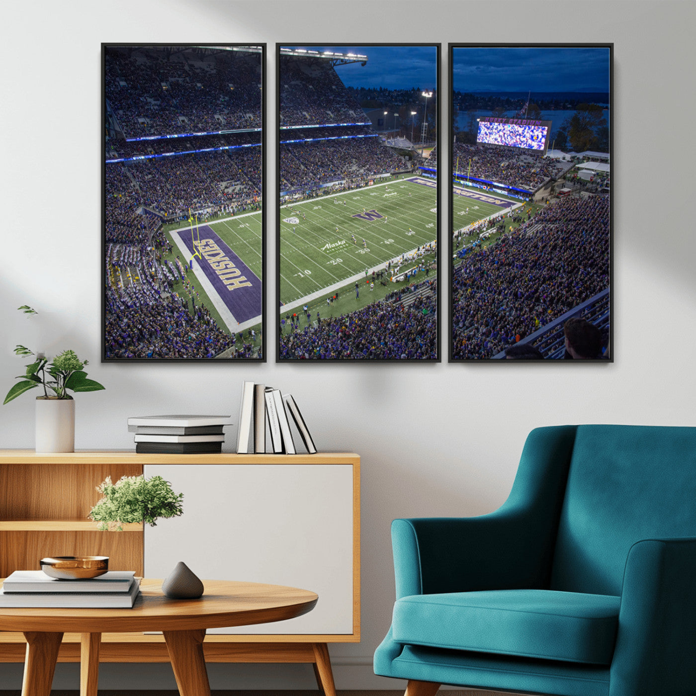 MGV-FC-48X32-3P - The University of Washington Huskies Football Team Print - Seattle Husky Stadium Wall Art Canvas