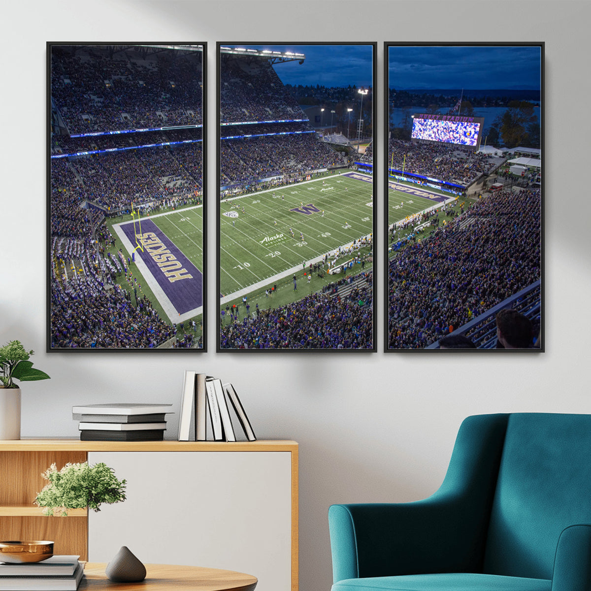 84780-MGV-CV-36X24 - The University of Washington Huskies Football Team Print, Framed and Ready to Hang