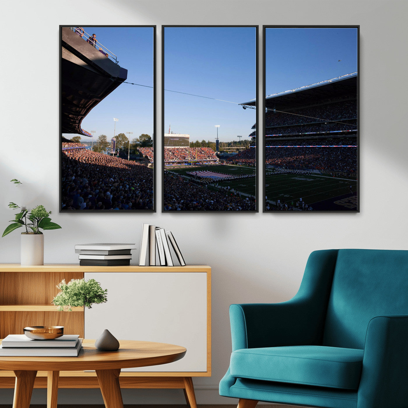 MGV-FC-48X32-3P - The University of Washington Huskies Football Team Print - Seattle Husky Stadium Wall Art Canvas