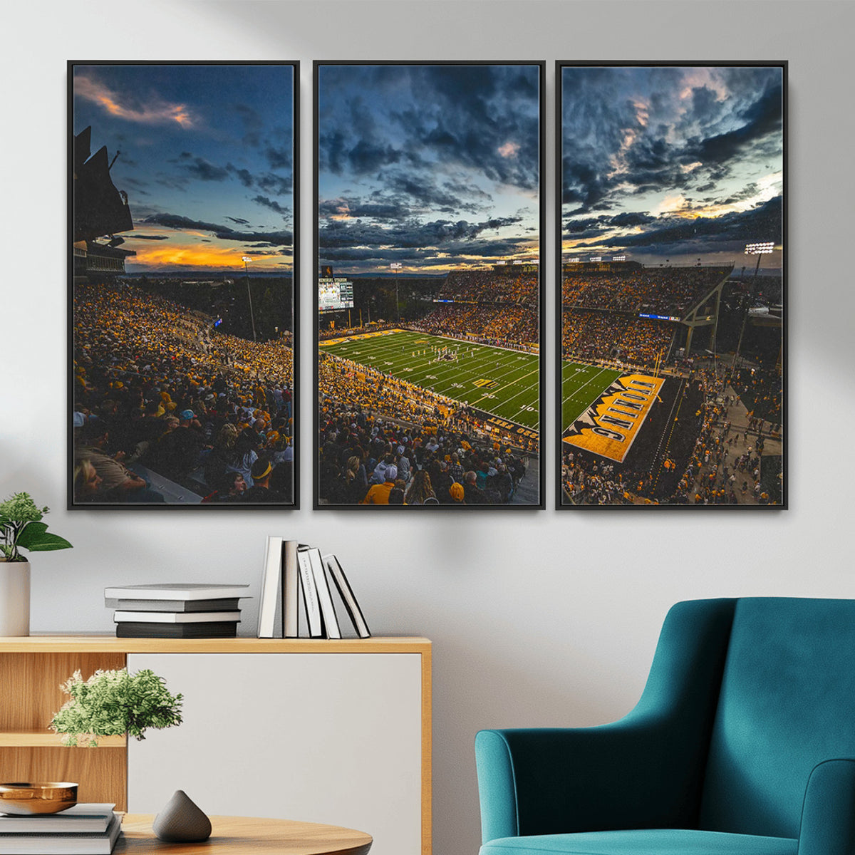 61020-MGV-CV-36X24 - University of Wyoming Cowboys Football Team Print, Laramie, Framed and Ready to Hang