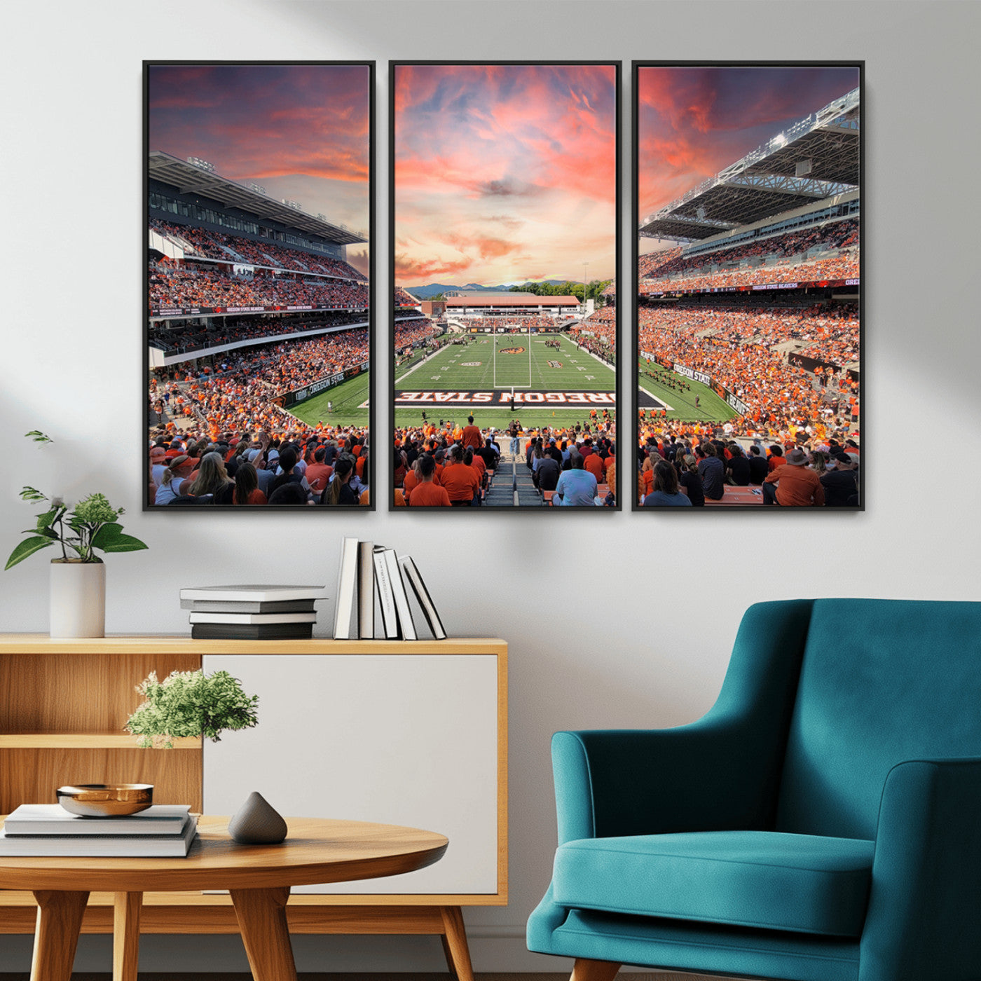 MGV-FC-48X32-3P - Oregon State Beavers Football Team Print - Corvallis Reser Stadium Wall Art Canvas Print