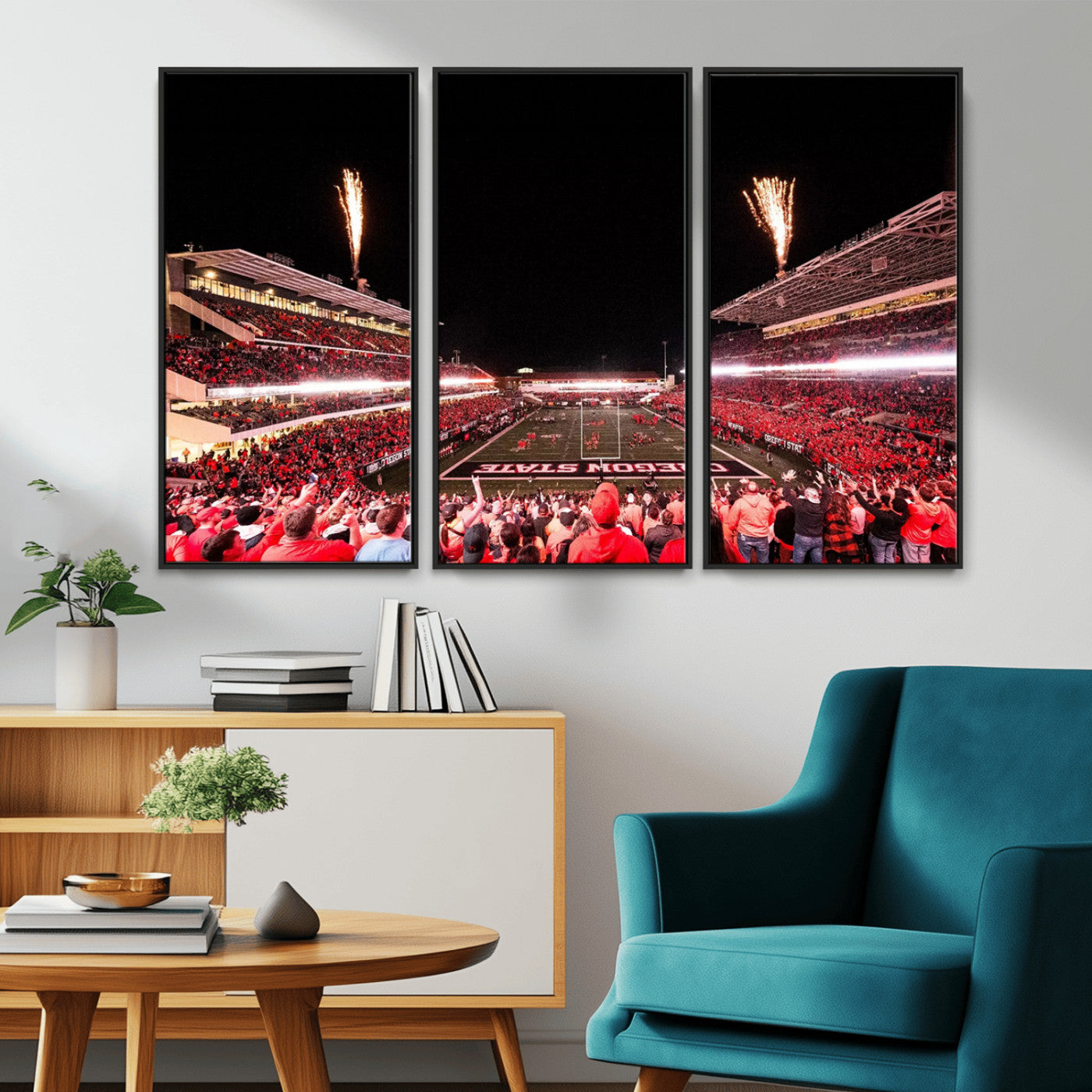 MGV-FC-48X32-3P - Oregon State Beavers Football Team Print - Corvallis Reser Stadium Wall Art Canvas Print