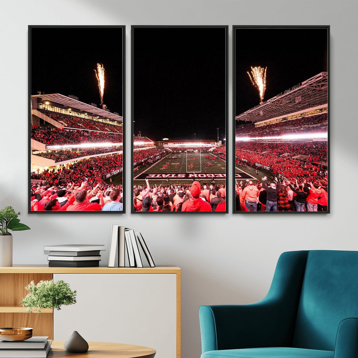 52633-MGV-CV-36X24 - Oregon State Beavers Football Team Print, Corvallis Reser, Framed and Ready to Hang