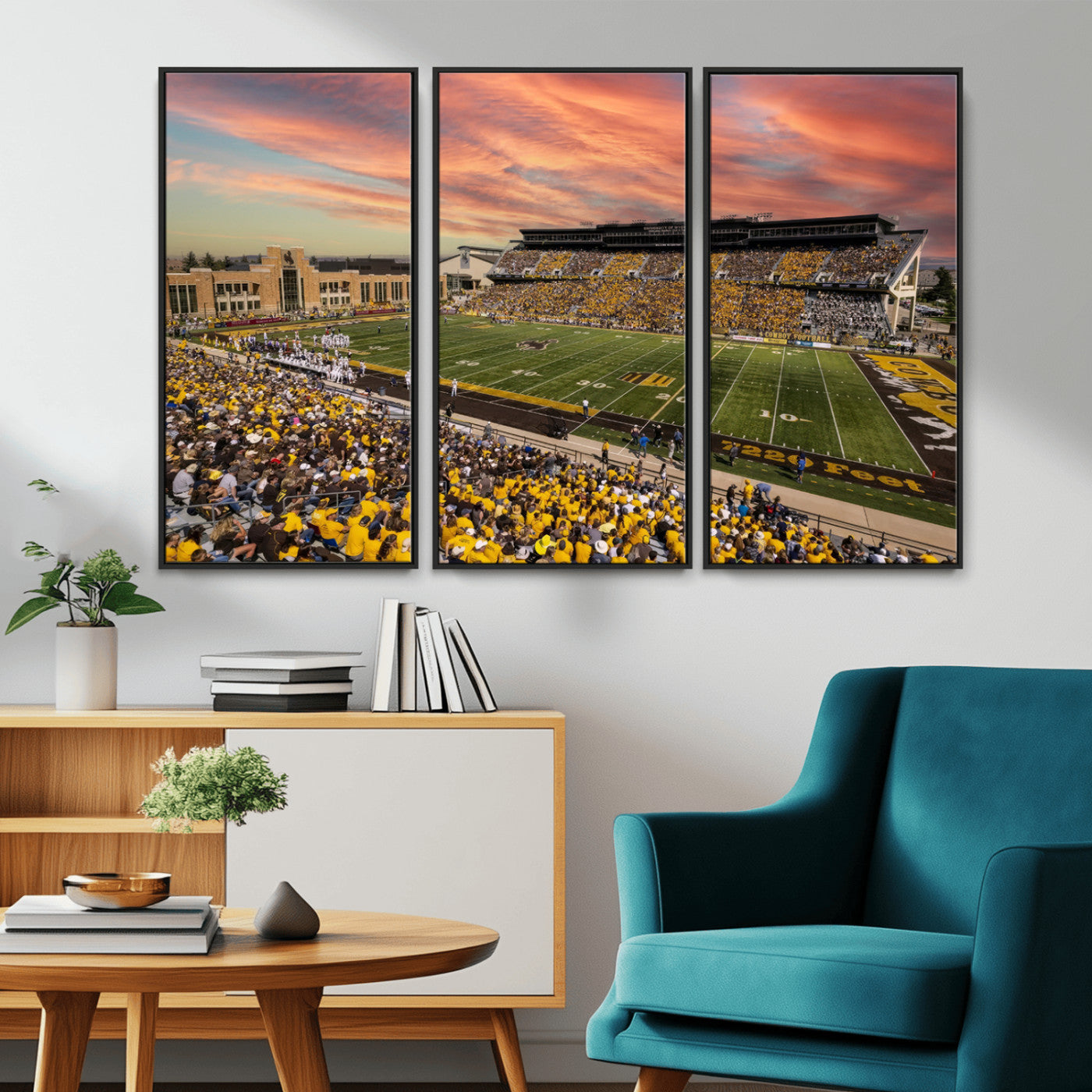 MGV-FC-48X32-3P - University of Wyoming Cowboys Football Team Print - Laramie Jonah Field War Memorial Stadium Wall