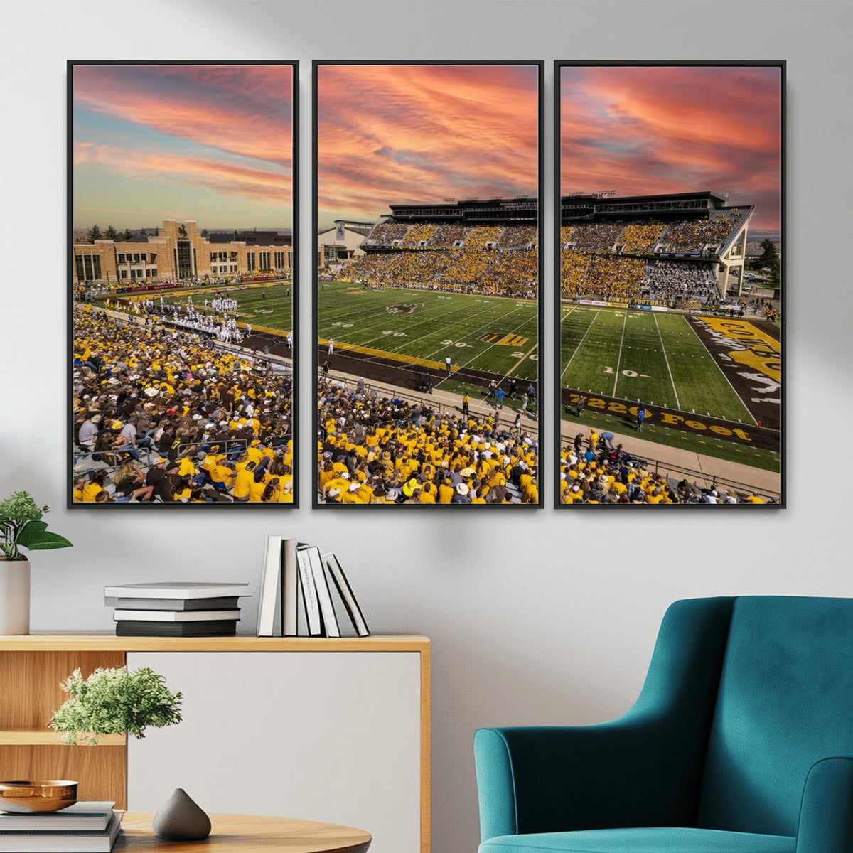 90508-MGV-CV-36X24 - University of Wyoming Cowboys Football Team Print, Laramie, Extra Large Game Room Wall Decor