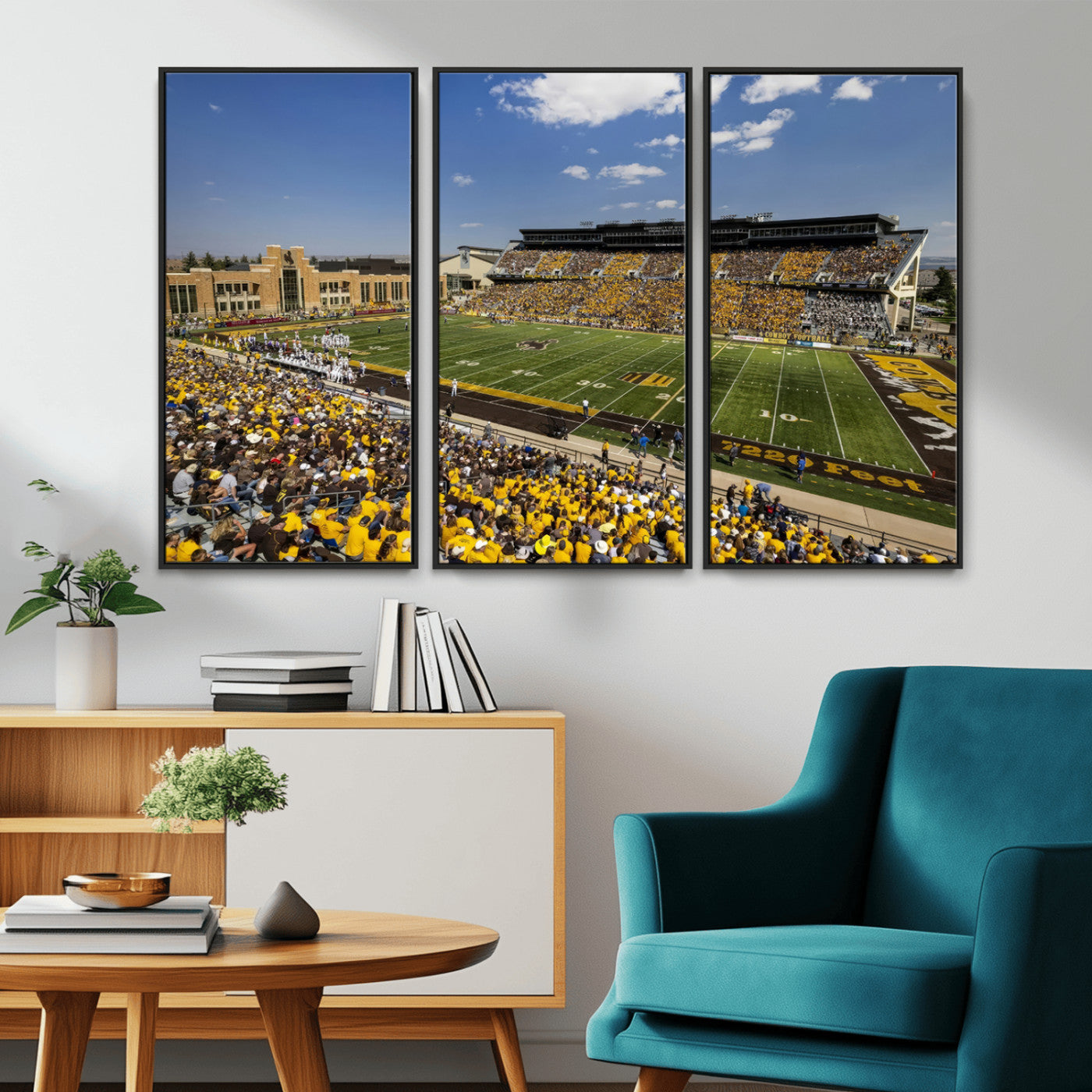 MGV-FC-48X32-3P - University of Wyoming Cowboys Football Team Print - Laramie Jonah Field War Memorial Stadium Wall
