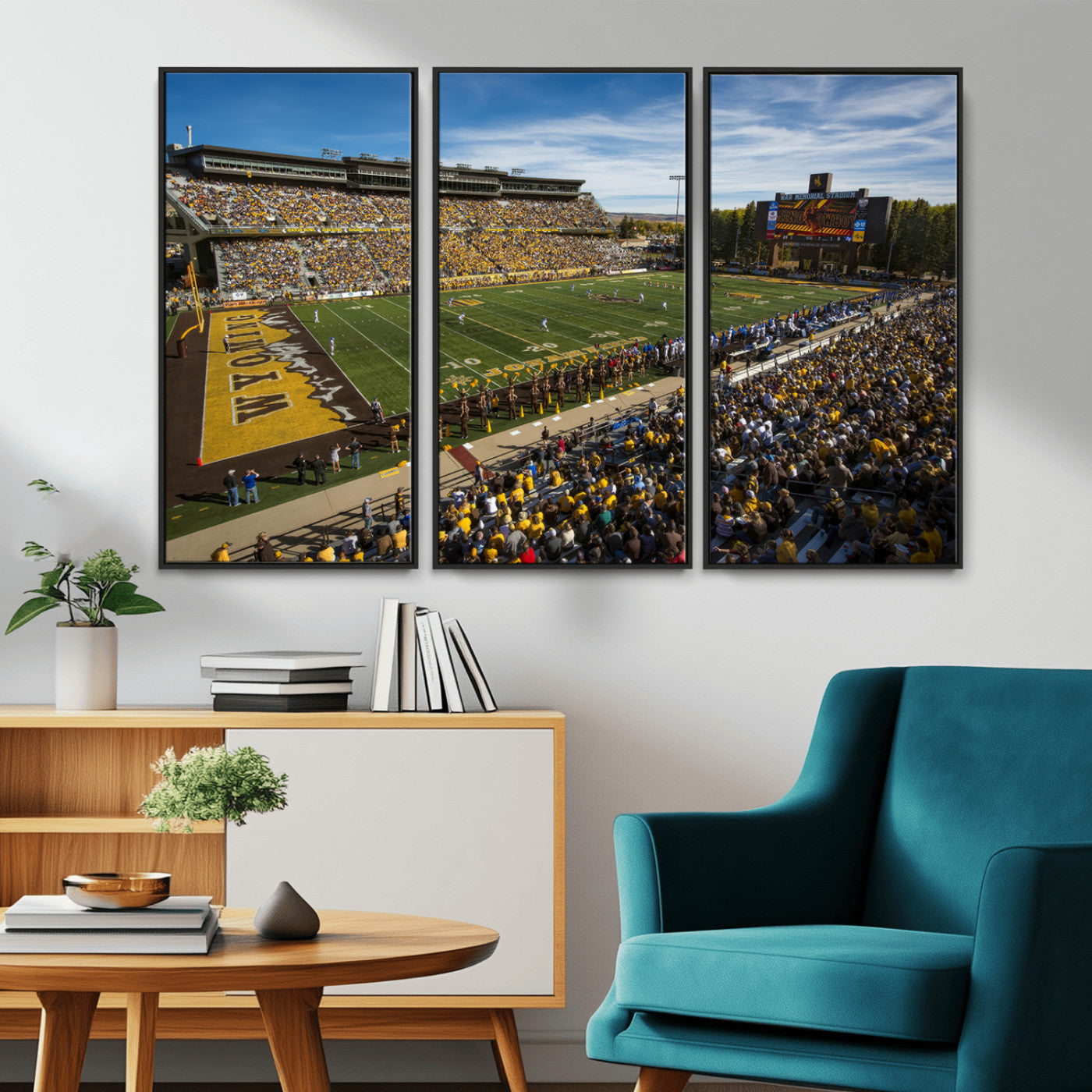 MGV-FC-48X32-3P - University of Wyoming Cowboys Football Team Print - Laramie Jonah Field War Memorial Stadium Wall