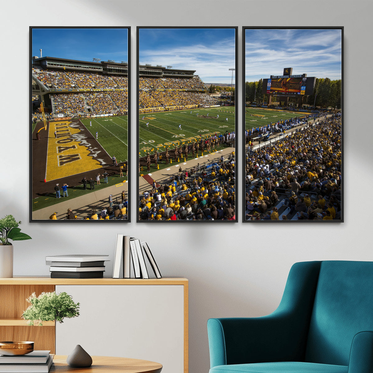 89846-MGV-CV-36X24 - University of Wyoming Cowboys Football Team Print, Laramie, Man Cave Wall Decor