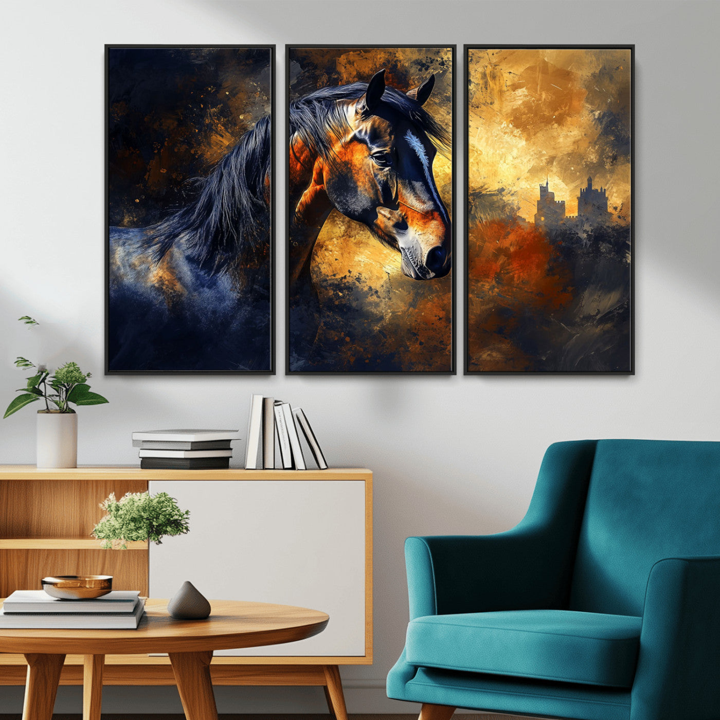 MGV-FC-48X32-3P - Abstract Horse Art Print - Abstract Canvas Wall Art | Perfect for Rustic Farmhouse, Modern, or