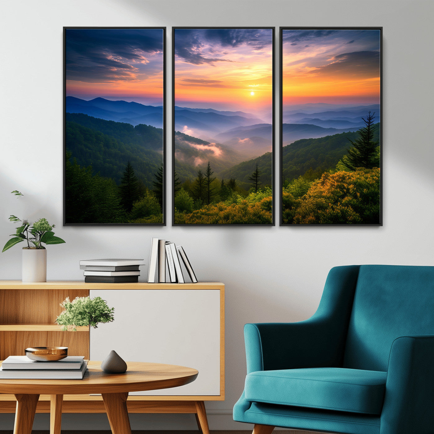 MGV-FC-48X32-3P - Majestic Mountain Sunrise Print | Landscape Wall Art | Canvas Print Ready to Hang | Farmhouse Wall