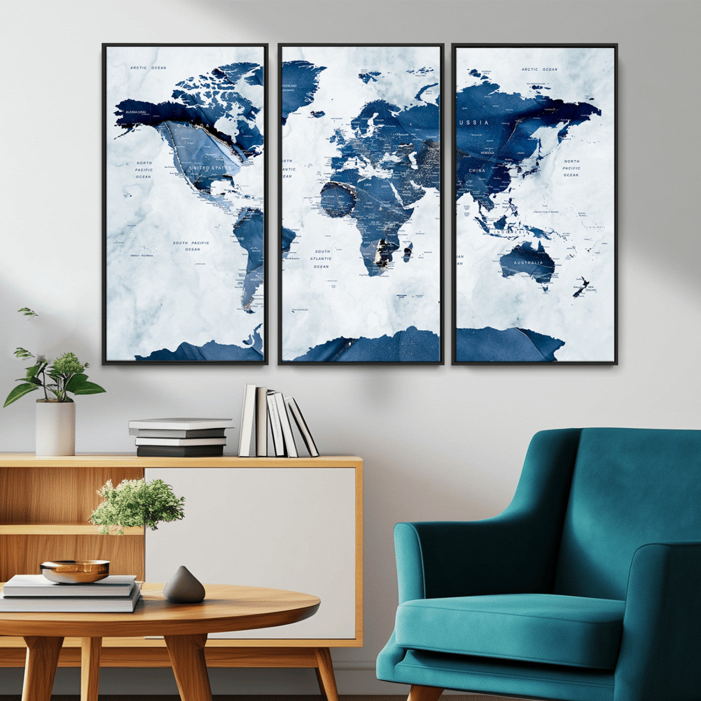 MGV-FC-48X32-3P - Push Pin World Map Canvas Print – Framed Wall Art for Couples to Track Their Travels – Anniversary