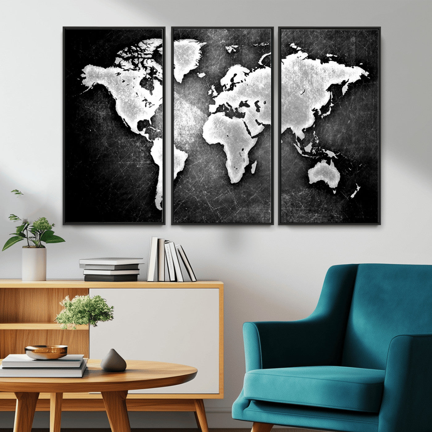 MGV-FC-48X32-3P - World Map Wall Art Canvas Print – Framed Wall Art for Anniversary Gift or Home Adventure Decor